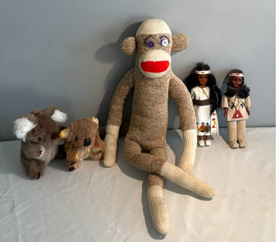 Sock Monkey, Plush Animals, and Native American‑Style Dolls - Image 1 of 4