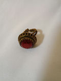 Copper braided bracelet, red cabochon ring, bronze bird pin, and grape cluster ring - thumbnail 2 of 6