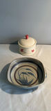 Ceramic lidded canister and blue-glazed ceramic bowl - thumbnail 1 of 5
