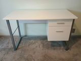 White desk with right-side two-drawer pedestal - thumbnail 1 of 5