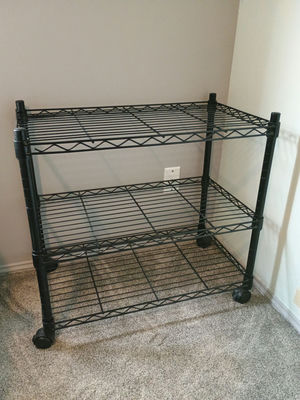 Rolling black metal shelf - Image 1 of 3