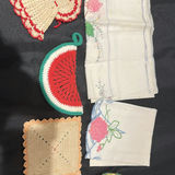 Collection of Vintage Embroidered Linens and Lace Textiles - thumbnail 8 of 22