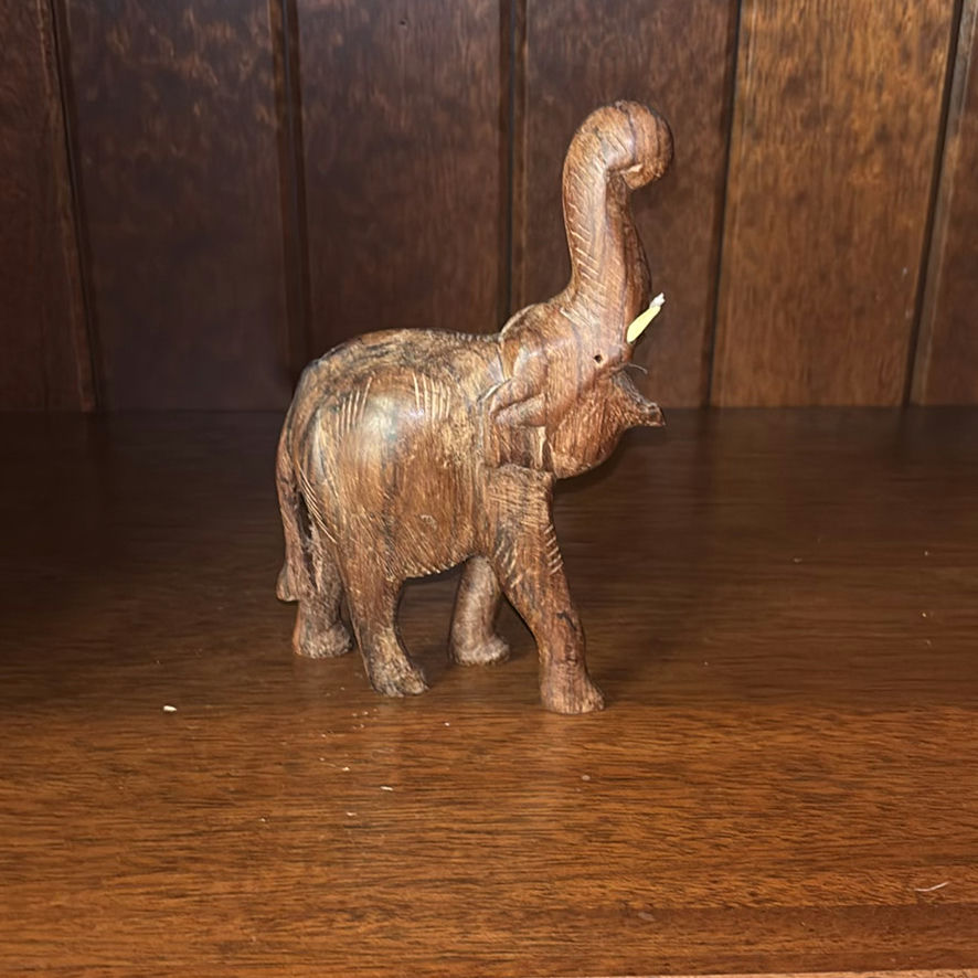 Books, Elephant Figurines, and Speaker on Wooden Bookshelf - image 5 of 17