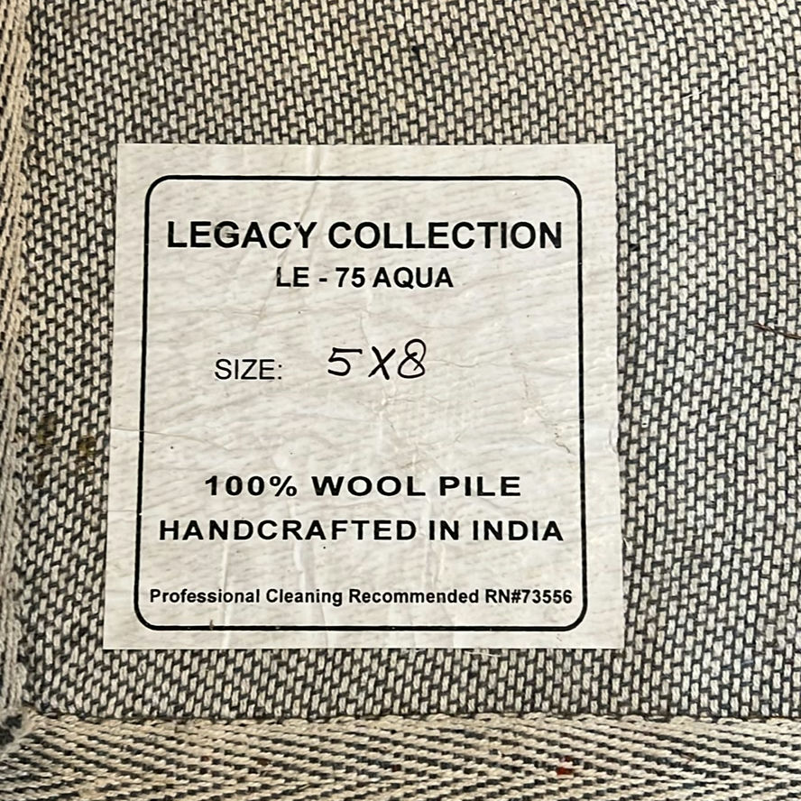 Legacy Collection LE-75 Aqua 5x8 Wool Area Rug - image 5 of 6