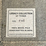 Legacy Collection LE-75 Aqua 5x8 Wool Area Rug - thumbnail 5 of 6