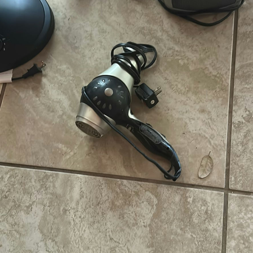 Portable Heater, Desk Fan, Hair Dryer, Rolling Table, and Assorted Household Items - image 3 of 6