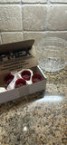 Glass Bowl and Red Glass Candle Holders - thumbnail 1 of 4