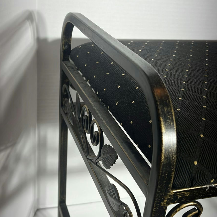 Metal Upholstered Bench with Floral Scrollwork - image 3 of 5