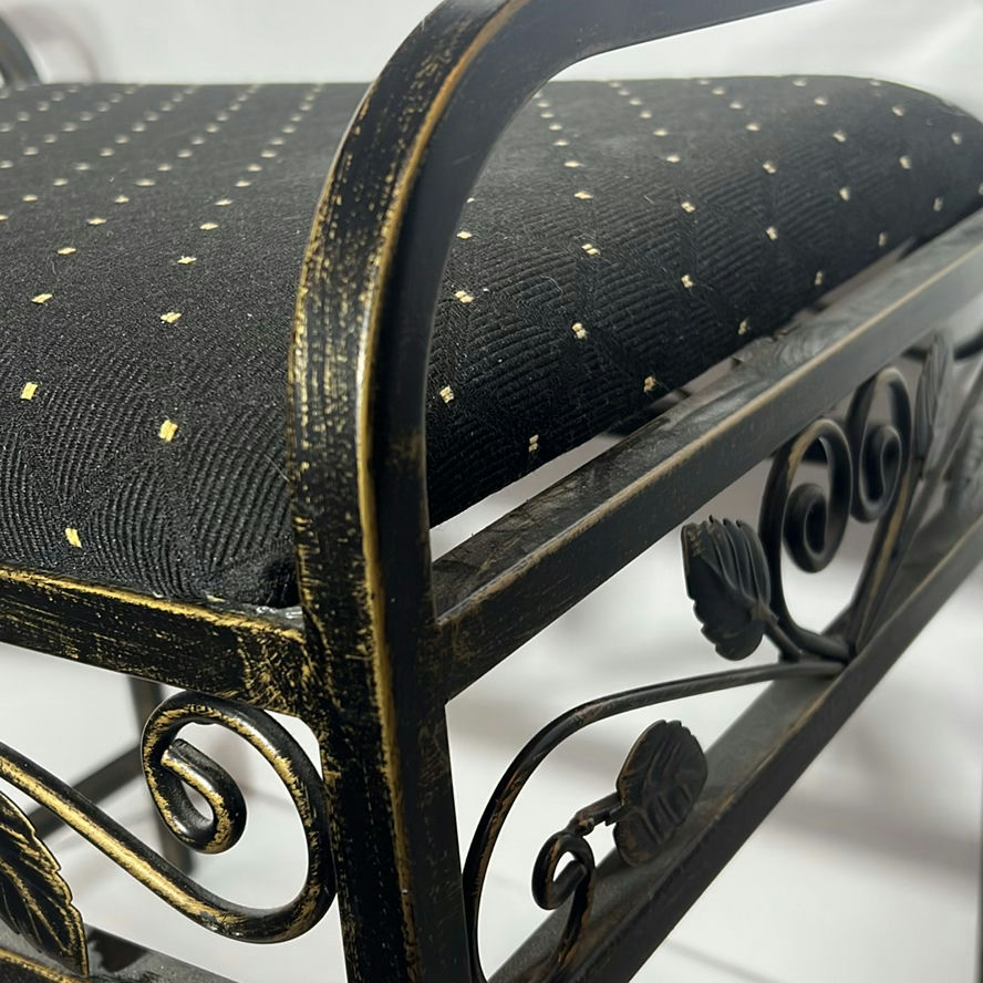 Metal Upholstered Bench with Floral Scrollwork - image 5 of 5