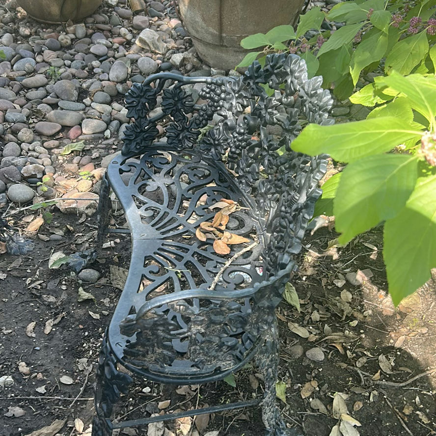 Garden Bench, Angel Statue, Metal Decorative Chairs, and Black Planter - image 4 of 5