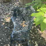 Garden Bench, Angel Statue, Metal Decorative Chairs, and Black Planter - thumbnail 4 of 5