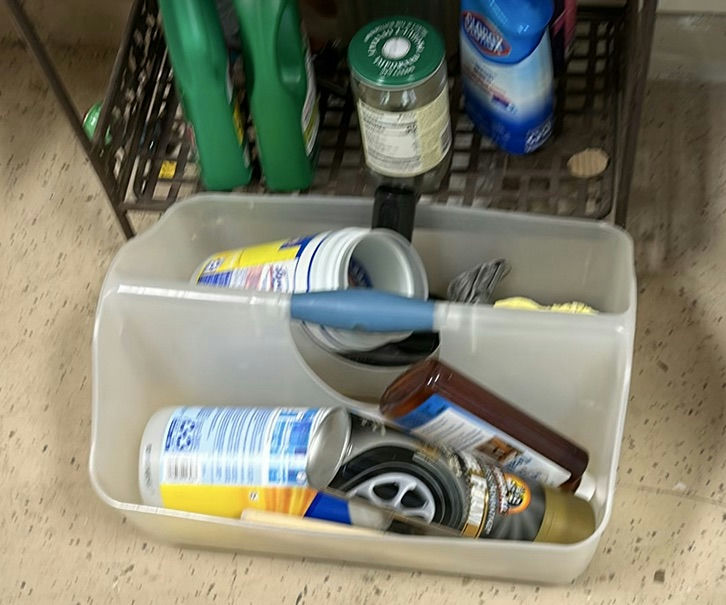 Metal Storage Shelf with Cleaning Supplies and Household Items - image 4 of 5