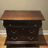 Dark Wood Nightstand with Three Drawers - thumbnail 1 of 8