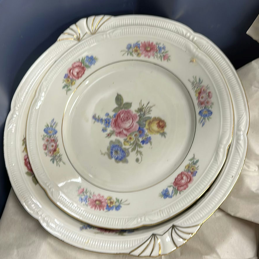 Glass Stemware, Floral Porcelain Plates, and Black Electric Appliance - image 4 of 12