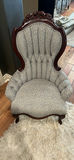 Tufted Upholstered Accent Chair with Carved Wood Frame - thumbnail 1 of 14