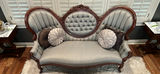 Tufted Upholstered Accent Chair with Carved Wood Frame - thumbnail 8 of 14