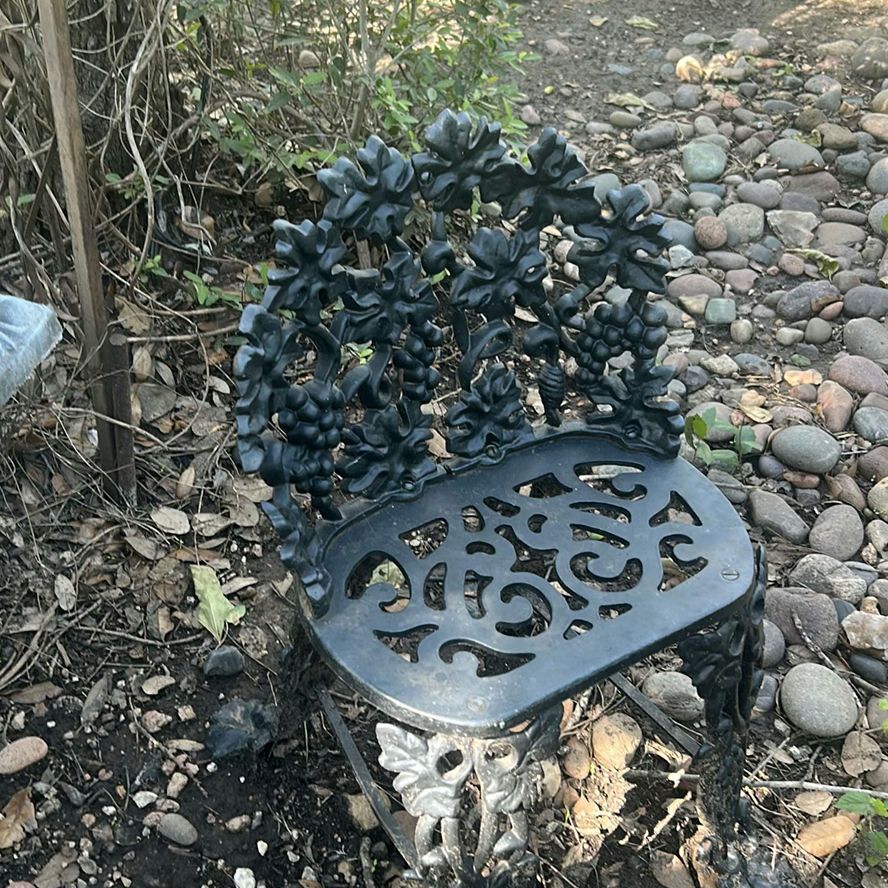 Garden Bench, Angel Statue, Metal Decorative Chairs, and Black Planter - image 5 of 5