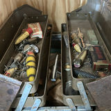Metal Tackle Boxes, Fishing Lures, Yard Tools, and Cleaning Supplies - thumbnail 2 of 6