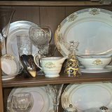 Wood China Cabinet with Tiffany & Co. China, Glassware, and Decorative Items - thumbnail 3 of 16