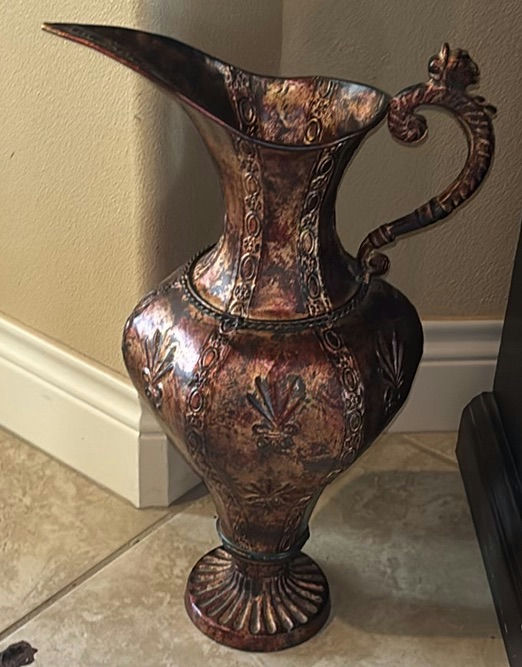 Black Display Cabinet and Decorative Metal Pitchers - image 2 of 7