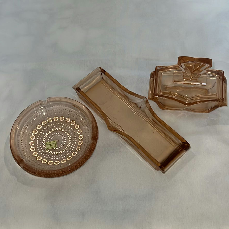 Pink Glass Decorative Tray Set - image 1 of 7