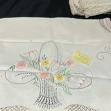 Collection of Vintage Embroidered Linens and Lace Textiles - thumbnail 19 of 22