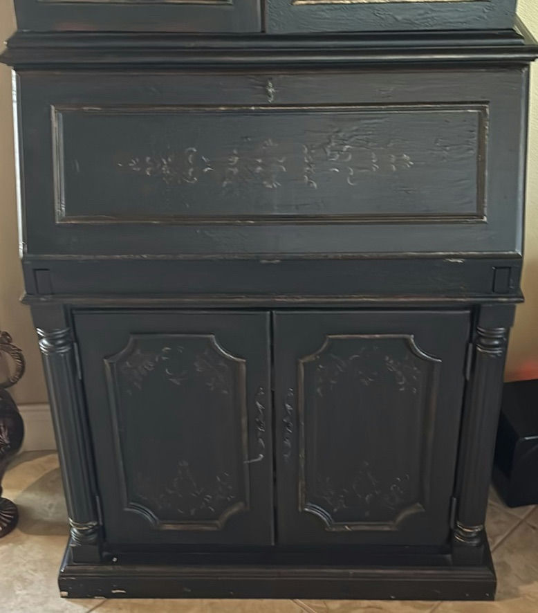 Black Display Cabinet and Decorative Metal Pitchers - image 5 of 7
