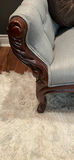 Tufted Upholstered Accent Chair with Carved Wood Frame - thumbnail 10 of 14