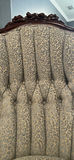 Tufted Upholstered Accent Chair with Carved Wood Frame - thumbnail 3 of 14