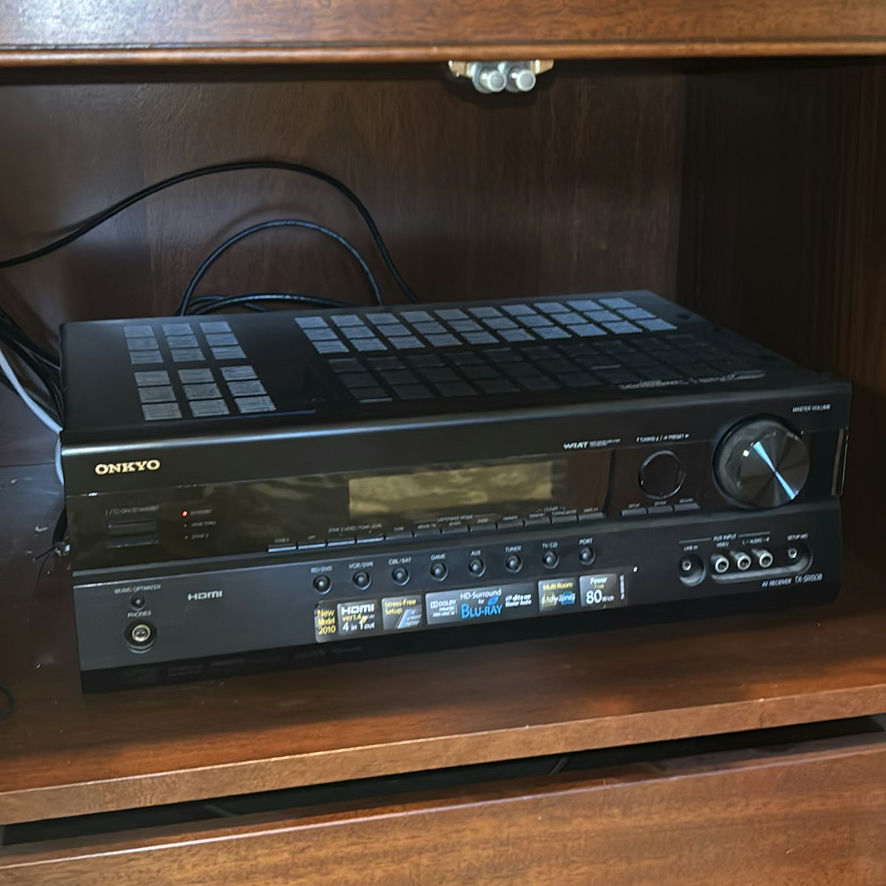Sony Flat Screen Television with Entertainment Cabinet and Onkyo Receiver - image 5 of 8