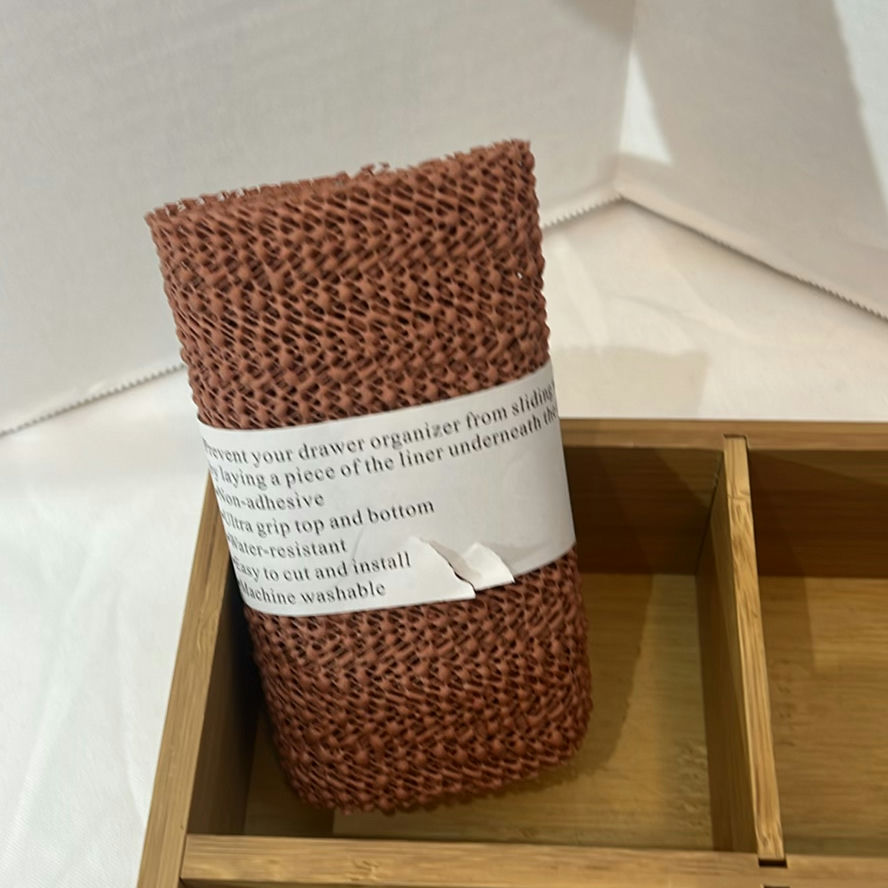 Two Bamboo Drawer Organizers with Shelf Liner and Towel Holder - image 3 of 6