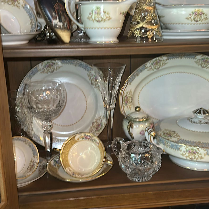 Wood China Cabinet with Tiffany & Co. China, Glassware, and Decorative Items - image 4 of 16