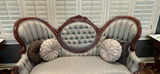 Tufted Upholstered Accent Chair with Carved Wood Frame - thumbnail 9 of 14