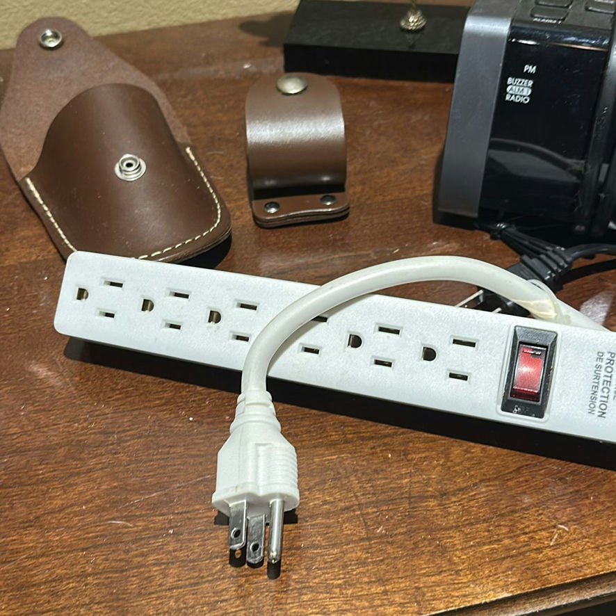 Panasonic Cordless Phone, Timex Clock Radio, Carousel Horse Figurine, Leather Holders, and Power Strip - image 6 of 6