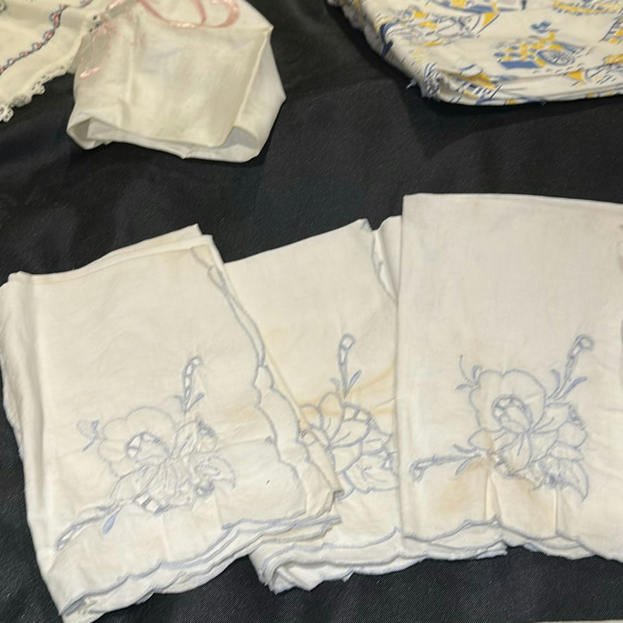 Collection of Vintage Embroidered Linens and Lace Textiles - image 5 of 22