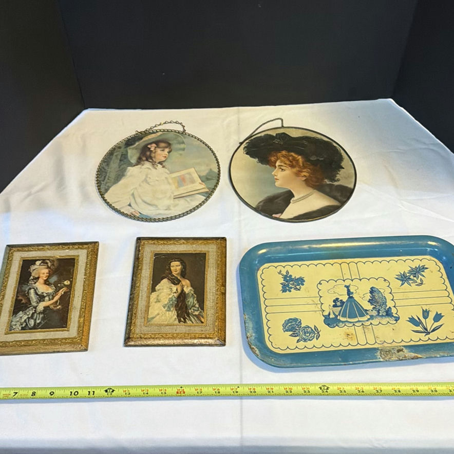 Vintage Framed Portrait Prints and Decorative Tray - image 1 of 7