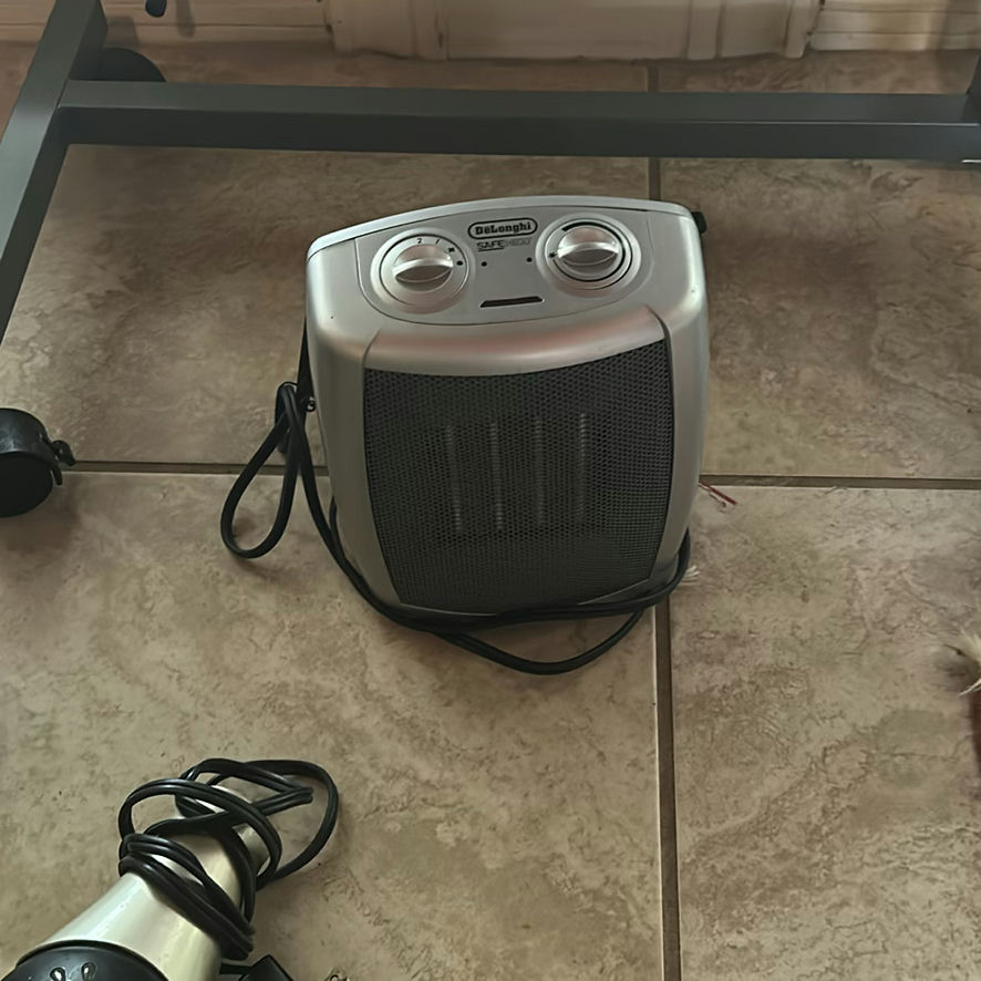 Portable Heater, Desk Fan, Hair Dryer, Rolling Table, and Assorted Household Items - image 4 of 6