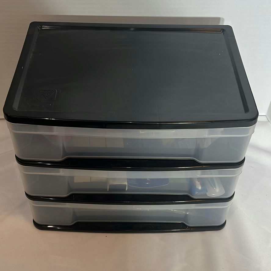 Three-Drawer Plastic Storage Organizer with Toiletry and Travel Items - image 1 of 5
