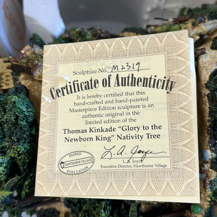 Thomas Kinkade Glory to the Newborn King Nativity Tree Sculpture and Santa Claus Figure - image 3 of 5