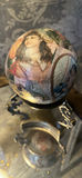 Mirrored Nightstand with Table Lamp, Clocks, and Decorative Globe - thumbnail 4 of 8