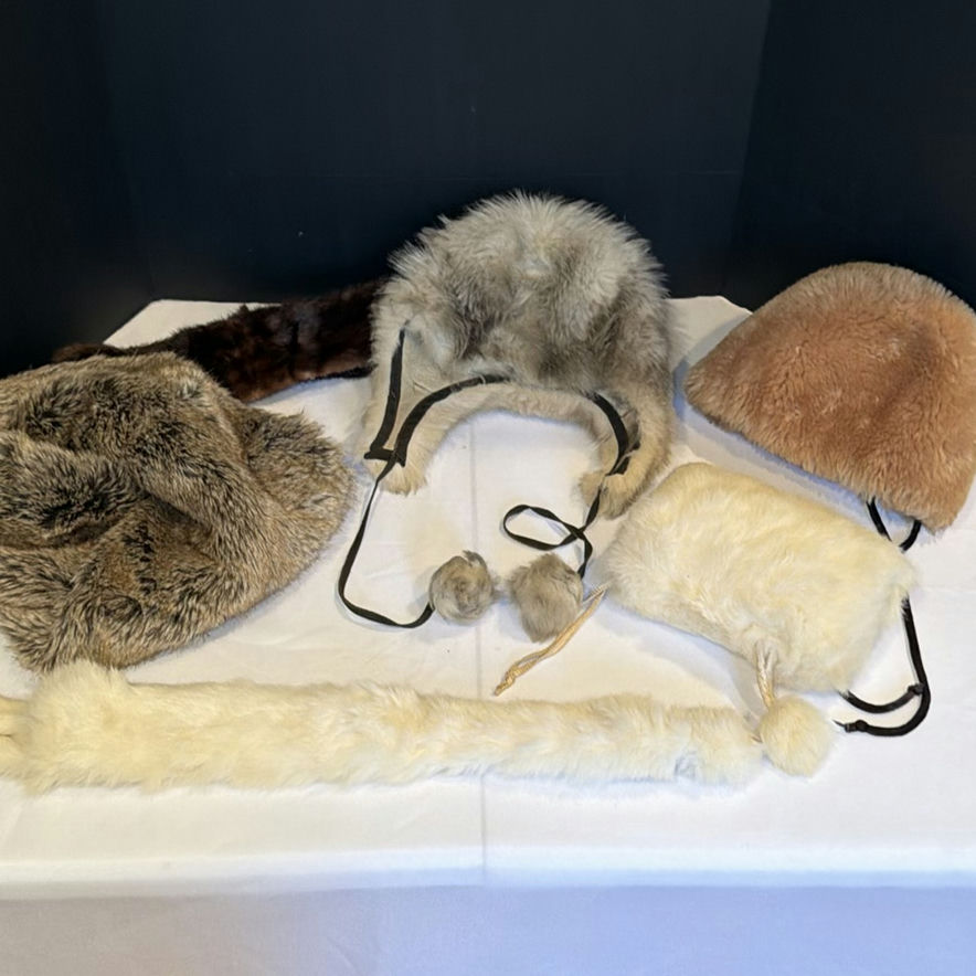 Collection of Fur Hats and Fur Tail Accessory - image 1 of 9