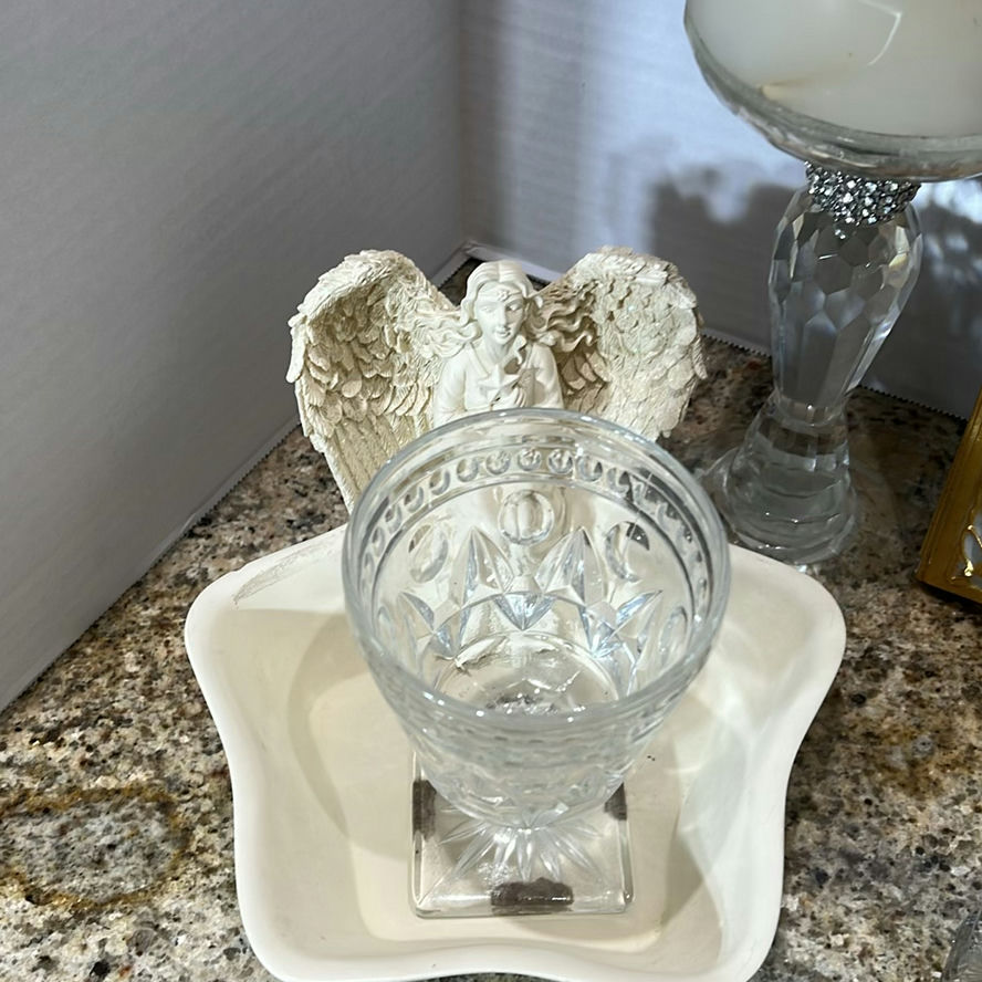 Decorative Candles, Angel Figurines, Framed Fairy Art, and Crystal Clock Set - image 2 of 7
