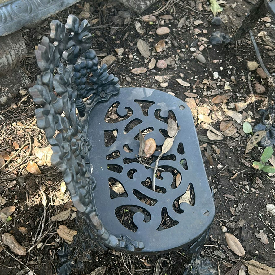Garden Bench, Angel Statue, Metal Decorative Chairs, and Black Planter - image 3 of 5