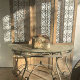 Metal and Glass Console Table with Folding Screen and Decorative Storage Box - thumbnail 1 of 5