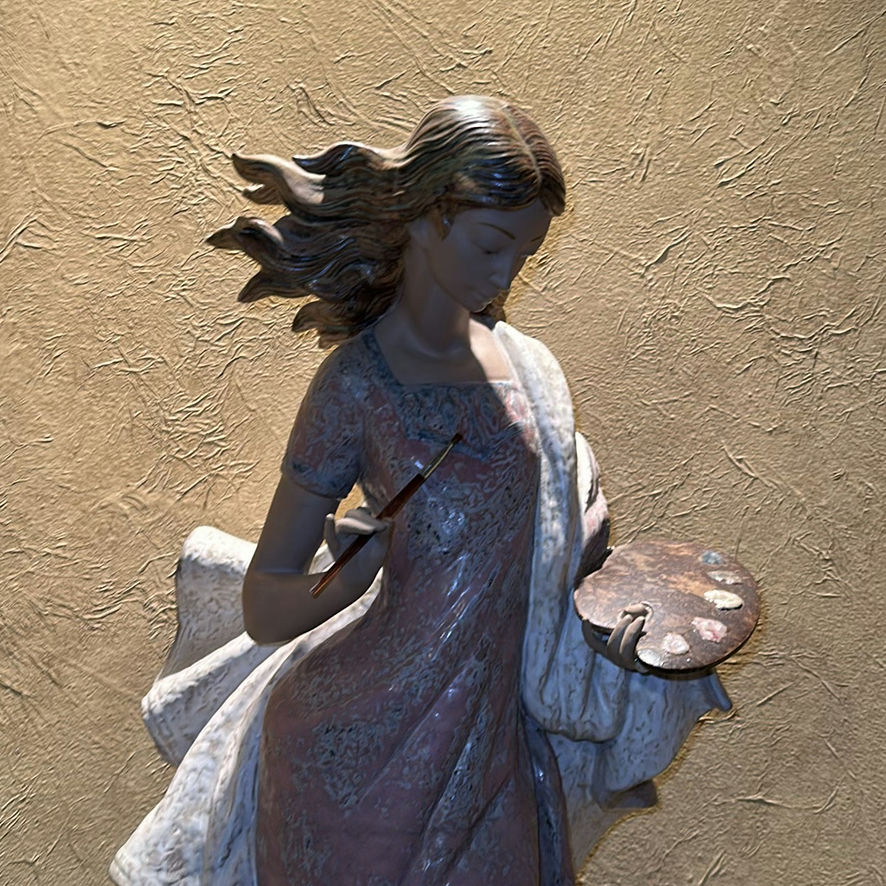 Female Artist Figurine on Wooden Stand - image 3 of 5