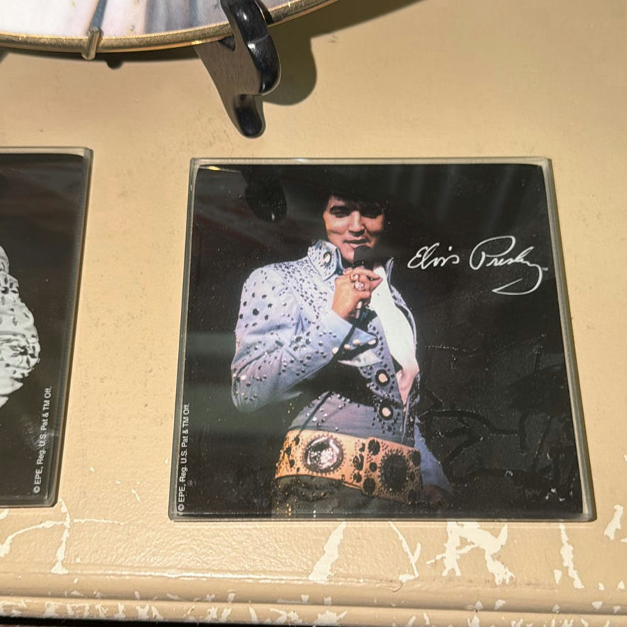 Elvis Presley Collectible Plate, Plush Bear, and Coasters - image 4 of 9