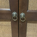 Wood Cabinet with Woven Panel Doors and Interior Mirror - thumbnail 2 of 6