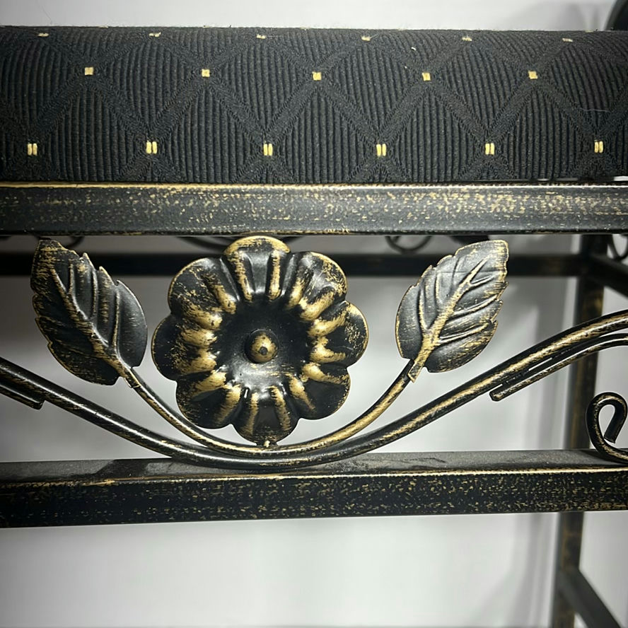 Metal Upholstered Bench with Floral Scrollwork - image 2 of 5