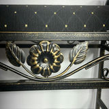 Metal Upholstered Bench with Floral Scrollwork - thumbnail 2 of 5