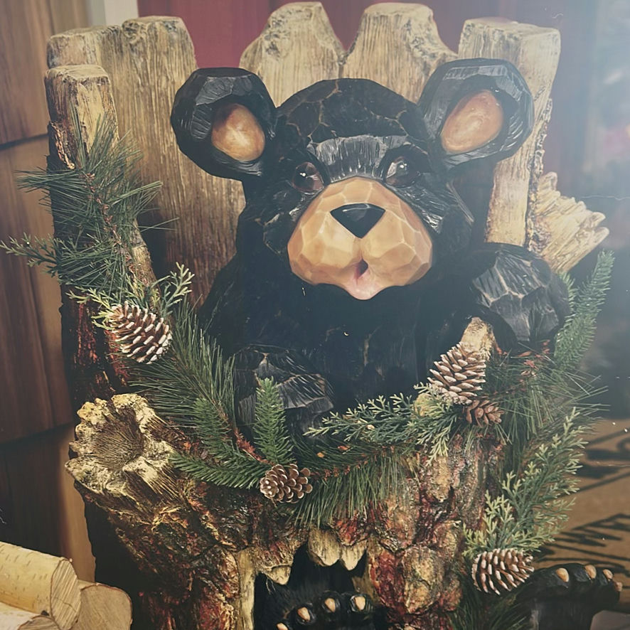 Bear Tree Trunk Decor and Two Santa Claus Figures - image 3 of 5